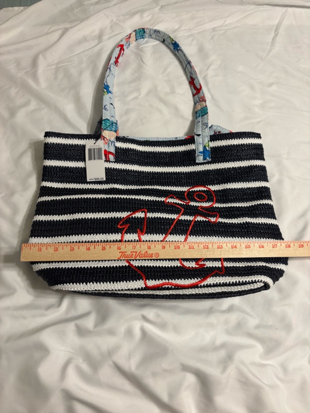 Vera Bradley Nautical Anchor Striped Tote Bag NWT Beach Coastal - Picture 1 of 9